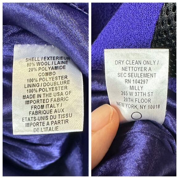 Milly New York Sleeveless Sheath Dress Special Event Color Block Purple Black 2 - Picture 7 of 8